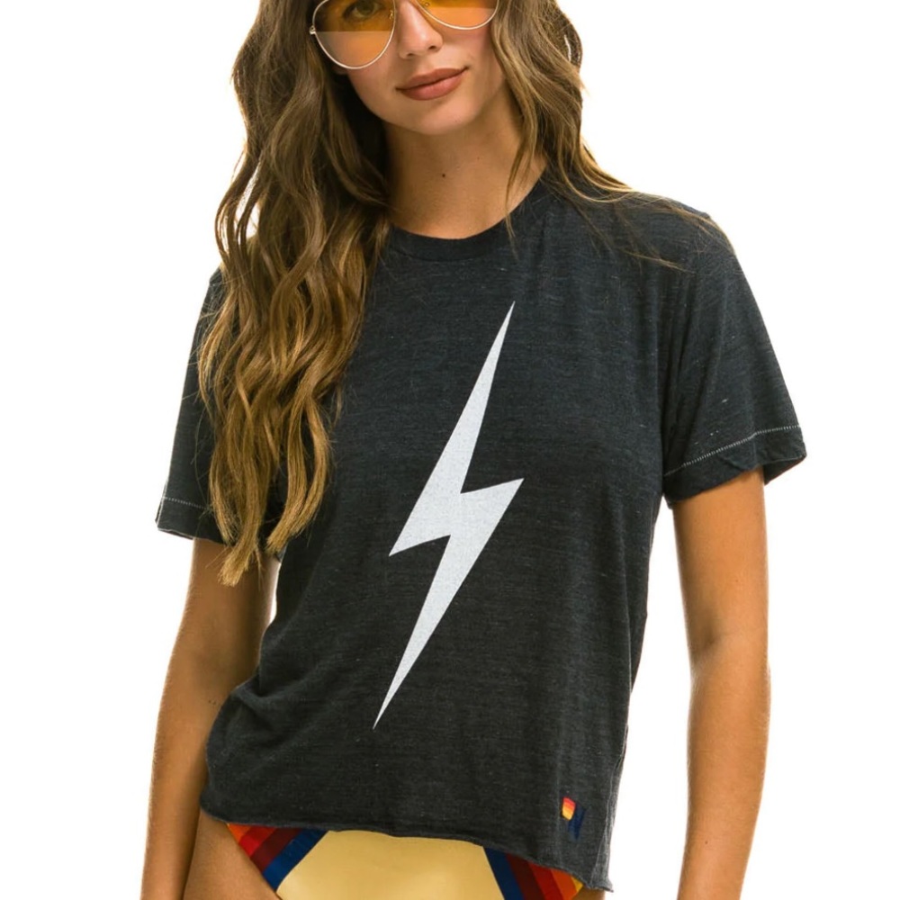 Aviator Nation Bolt Boyfriend Tee- Charcoal- XS
